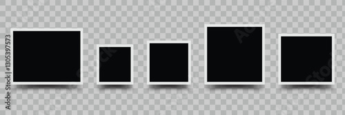 Set of vintage photo frame. Picture album template. Template polaroid photo frame collection isolated.