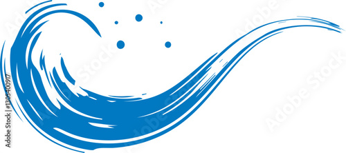 波　水色　カーブ　手書き　あしらい