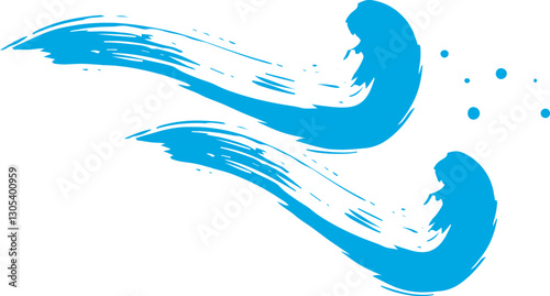 波　水色　手書き　和風　あしらい　ベクター