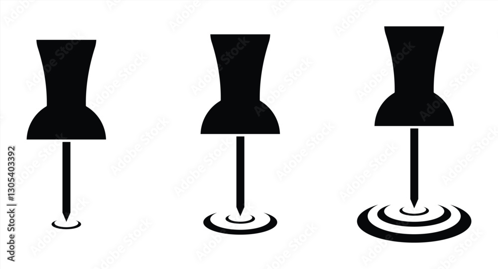 Pin Icon with Ripple Effect. location and place mark. Vector Illustration Pin Icon with Ripple Effect. location and place mark. Vector Illustration