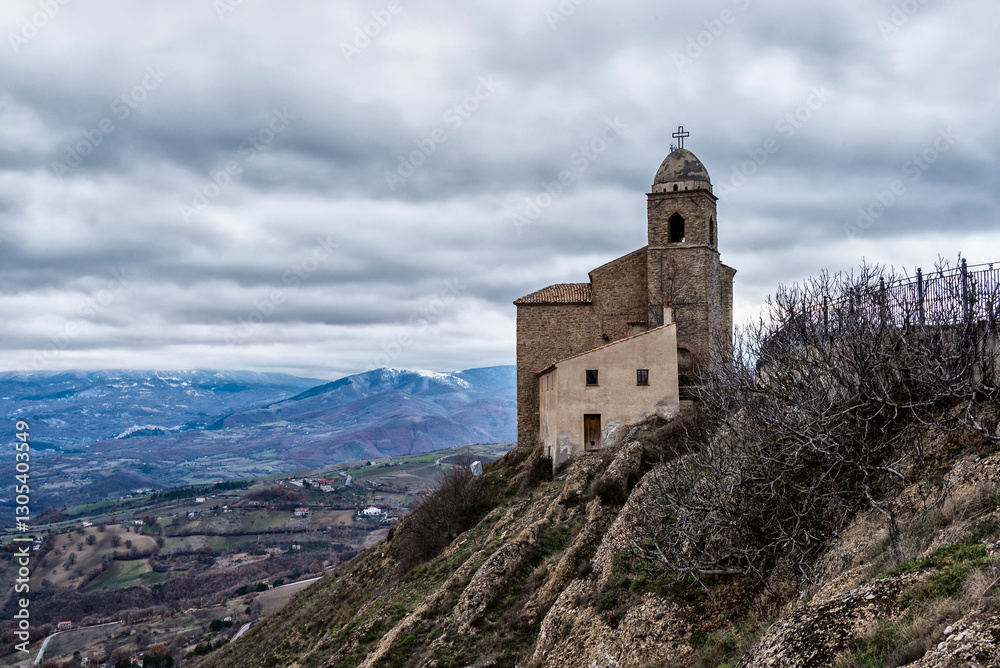 views of Anzi village during an autumnal day, Potenza, Basilicata, Italy views of Anzi village during an autumnal day, Potenza, Basilicata, Italy