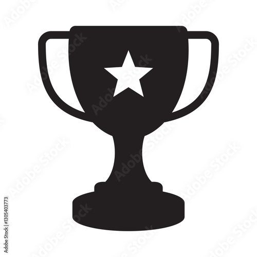 Trophy cup with star icon, winner cup, victory cup icon.