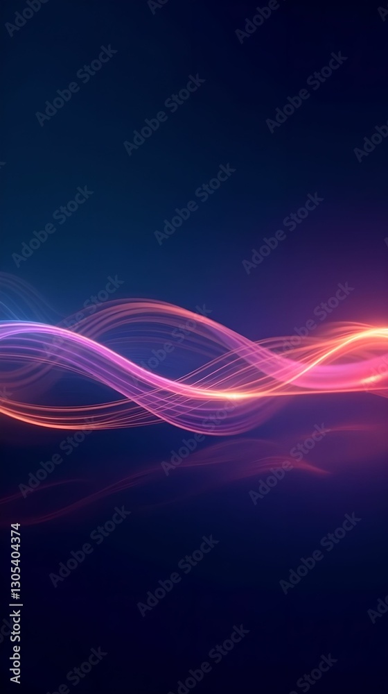 Naklejka premium Dynamic light streaks create an energetic atmosphere in a digital space at night. Abstract background