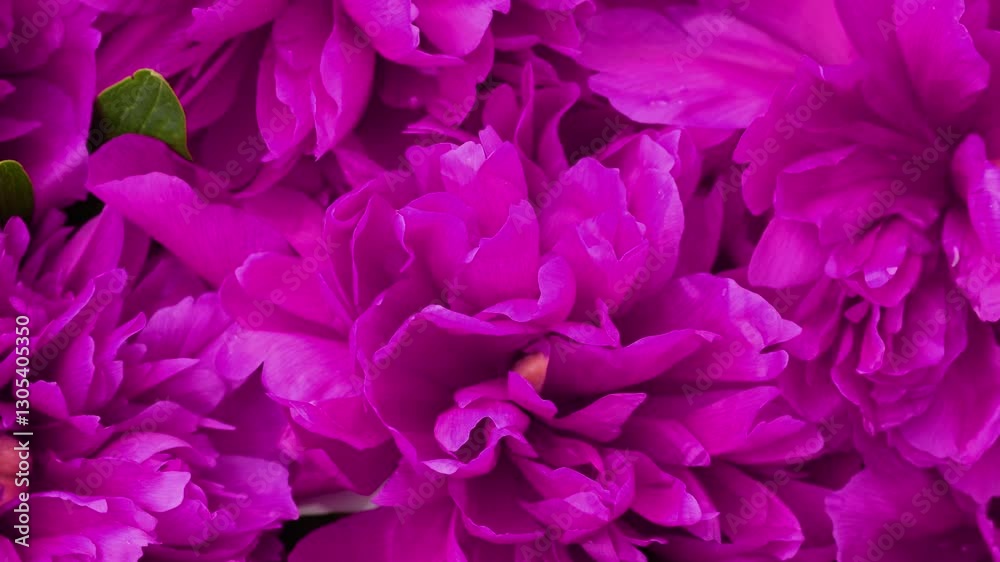 Beautiful Peonies Flowers Spinning. Blooming Peonies Rotation. Floral Pink Background Close-up Slow motion Vertical video