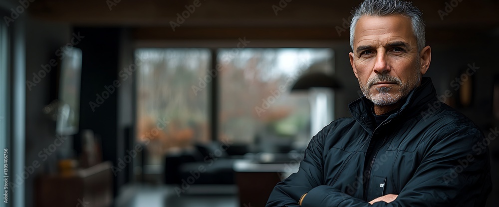 Obraz premium Serious Man in Modern Home