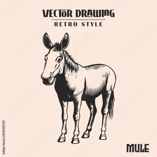 Mule Retro Style Illustration High Resolution Stock Vector