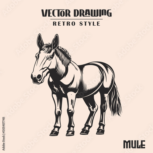 Mule Retro Style Illustration High Resolution Stock Vector