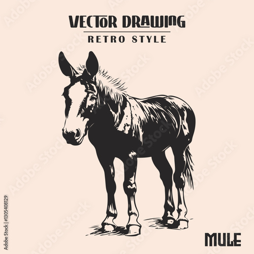 Mule Retro Style Illustration High Resolution Stock Vector