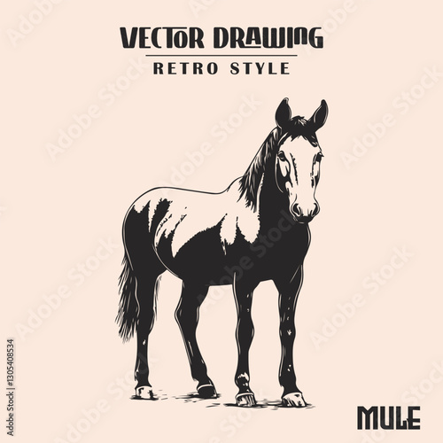 Mule Retro Style Illustration High Resolution Stock Vector