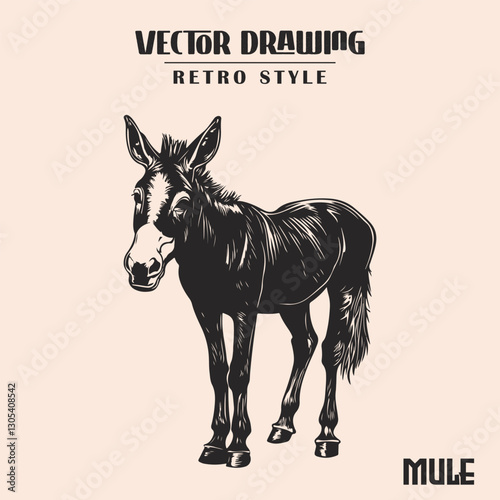 Mule Retro Style Illustration High Resolution Stock Vector