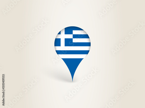 Pin Icon with Greece National Flag.