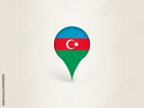 Pin Icon with Azerbaijan National Flag.