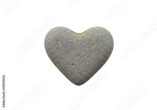 Heart-Shaped Grey Stone on White Background, Perfect for Natural Design Elements and Symbolic Representations in Art