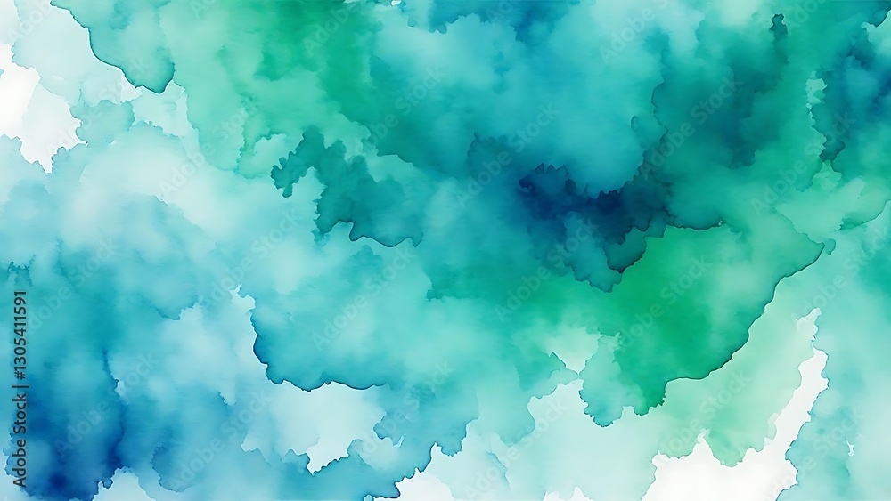 Obraz premium Abstract Teal and Aqua Watercolor Wash Background