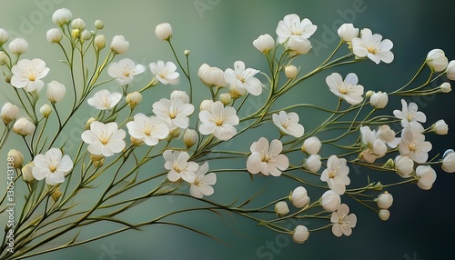 digital illustration branch small white flowers long thin gypsophila branch flower