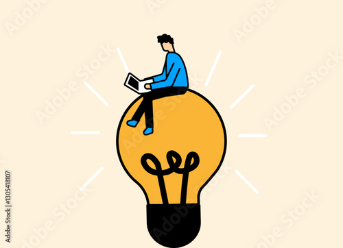 Man working on innovation idea and creativity