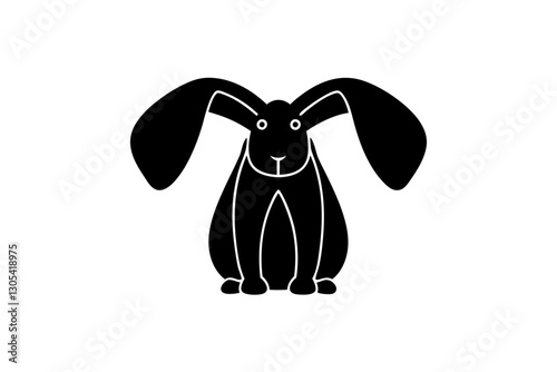 creative unique black silhouette rabbit with long floppy concept icon