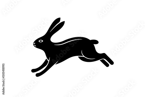 creative unique black silhouette  running rabbit icon