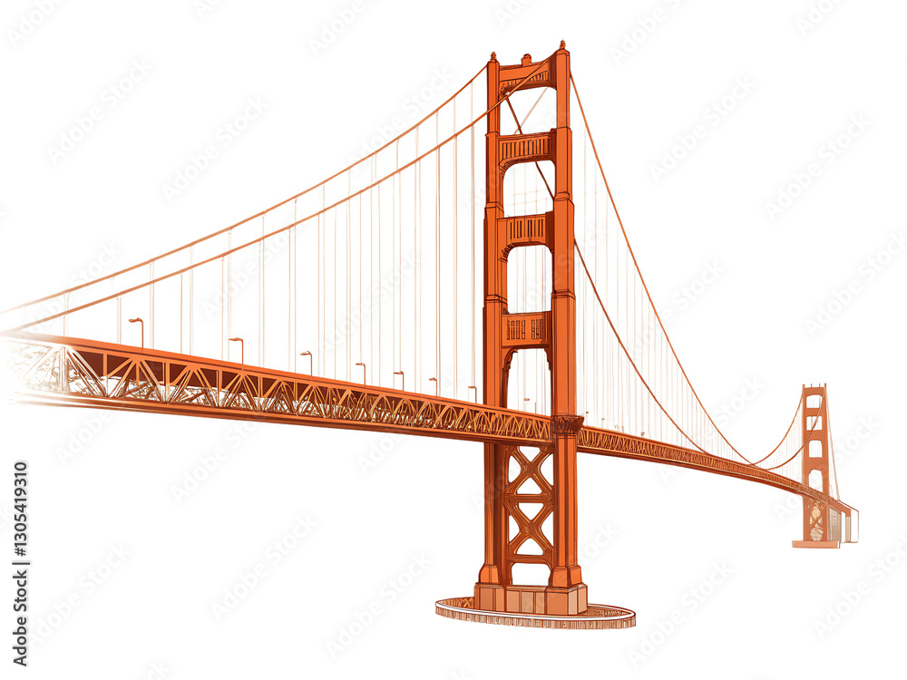 Fototapeta premium png golden gate bridge landmark architectural illu 