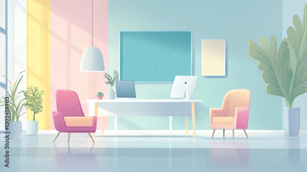 Fototapeta premium Colorful Modern Office Interior (1)