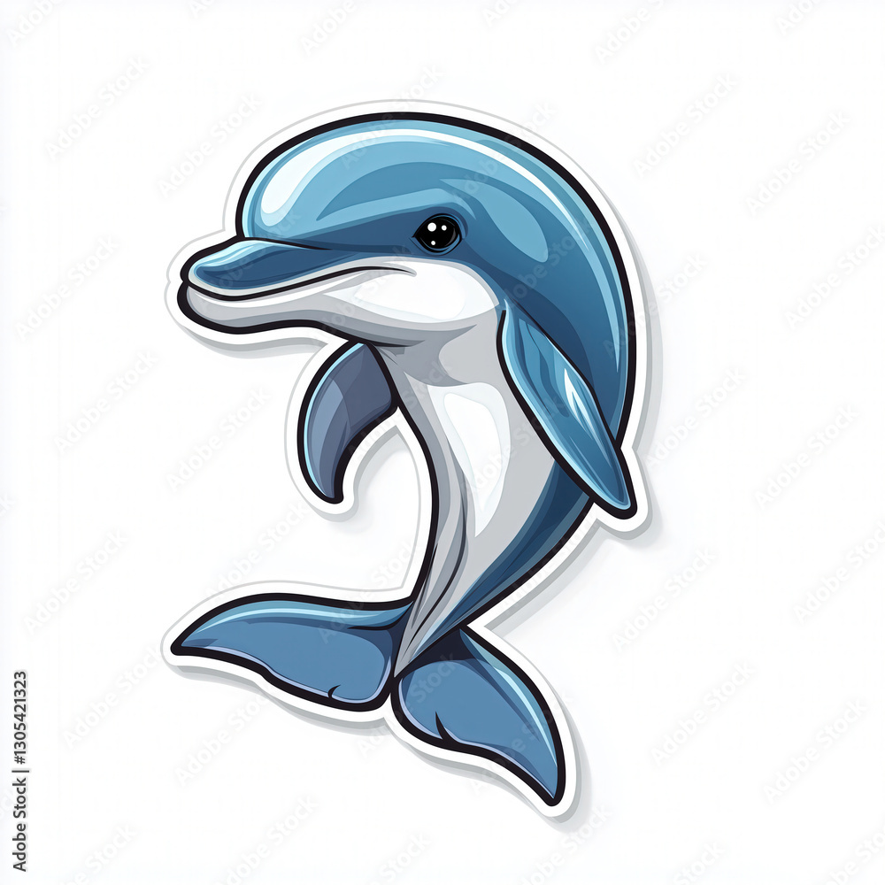 Naklejka premium Vector Illustration of a Bottlenose Dolphin Sticker Logo on a Clean White Background