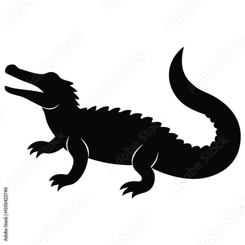 Crocodile Silhouette Icon for Wildlife Design