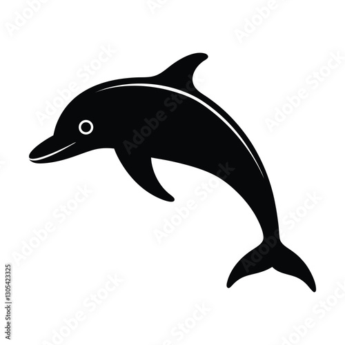 Stylized Dolphin Silhouette Clipart Icon for Logo Design and Branding