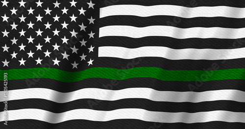 Obraz na płótnie Thin Green Line US flag with stars and stripes background w salonie