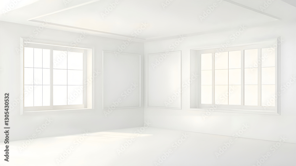 Fototapeta premium empty room with windows
