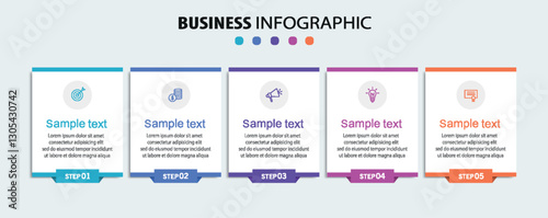 Business vector infographic template with 5 options or steps. Can be used for workflow layout, diagram, annual report, web design	