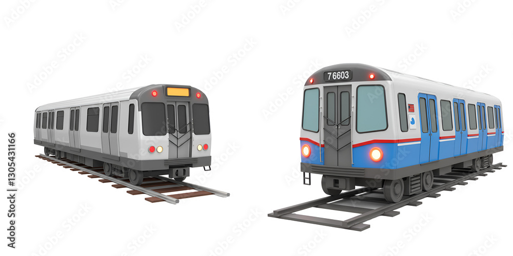 Naklejka premium Subway train – Underground metro car with doors and tracks for urban transport