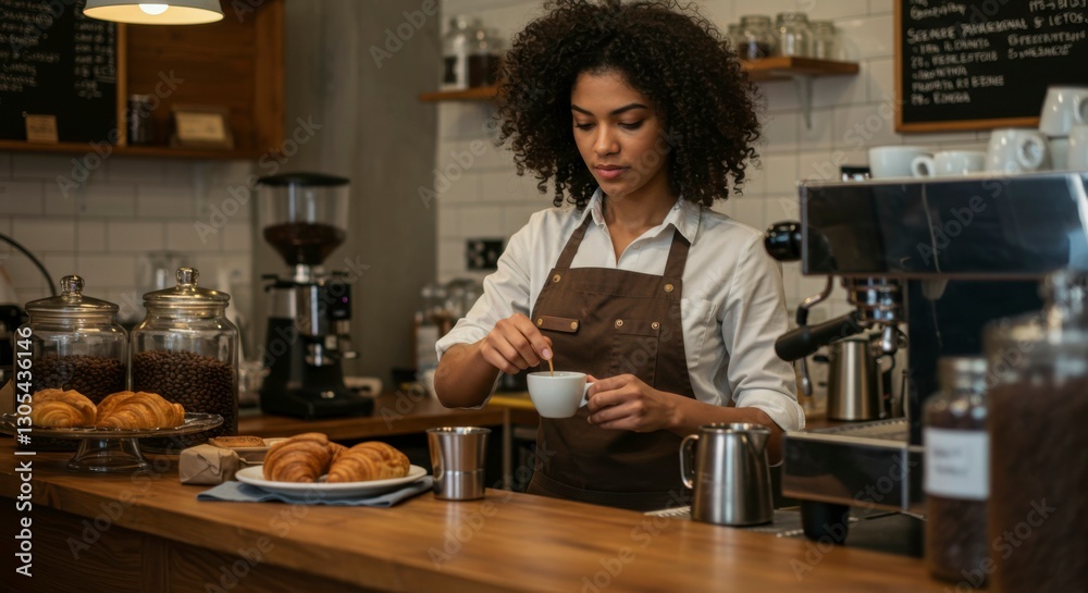 custom made wallpaper toronto digitalBarista making coffee, cafe setting