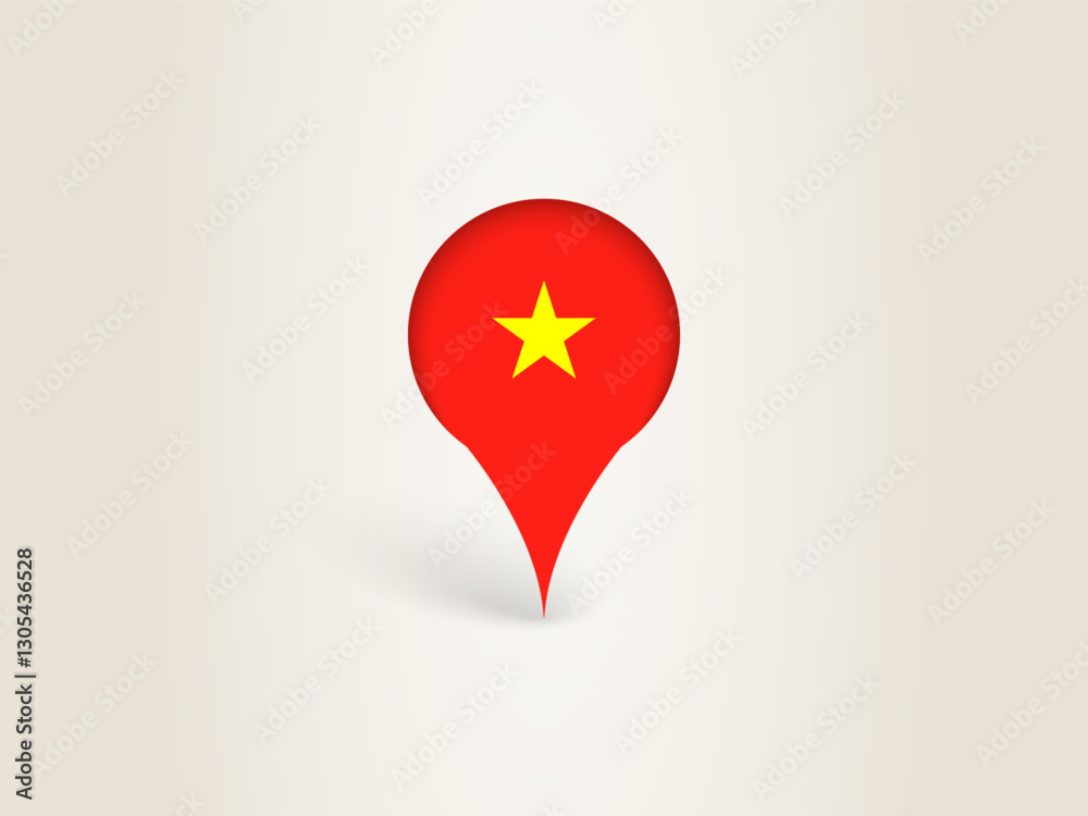 Obraz premium Pin Icon with Vietnam National Flag.