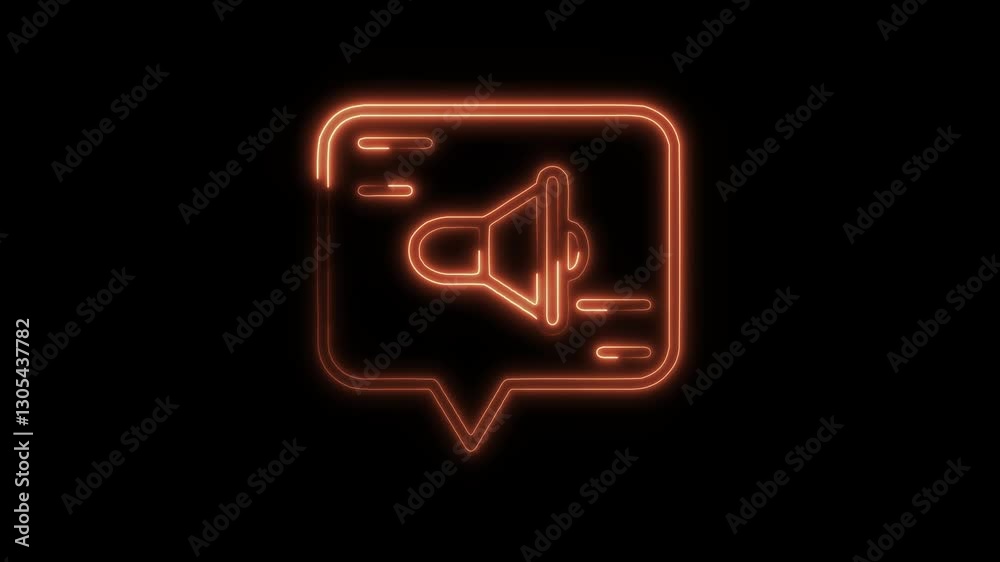 Glowing neon promotion  icon isolated on black background. HD Video motion graphic animation icon
