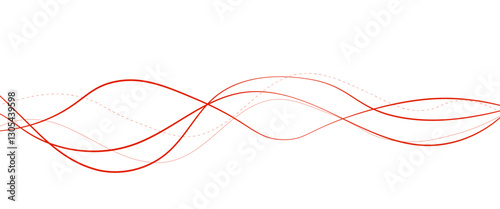 Vector red abstract wave thin curved lines graphic for design