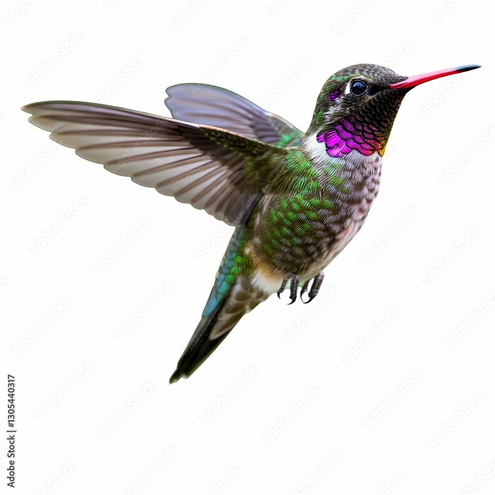 Fototapeta premium Vibrant Hummingbird in Mid-Air with Iridescent Plumage