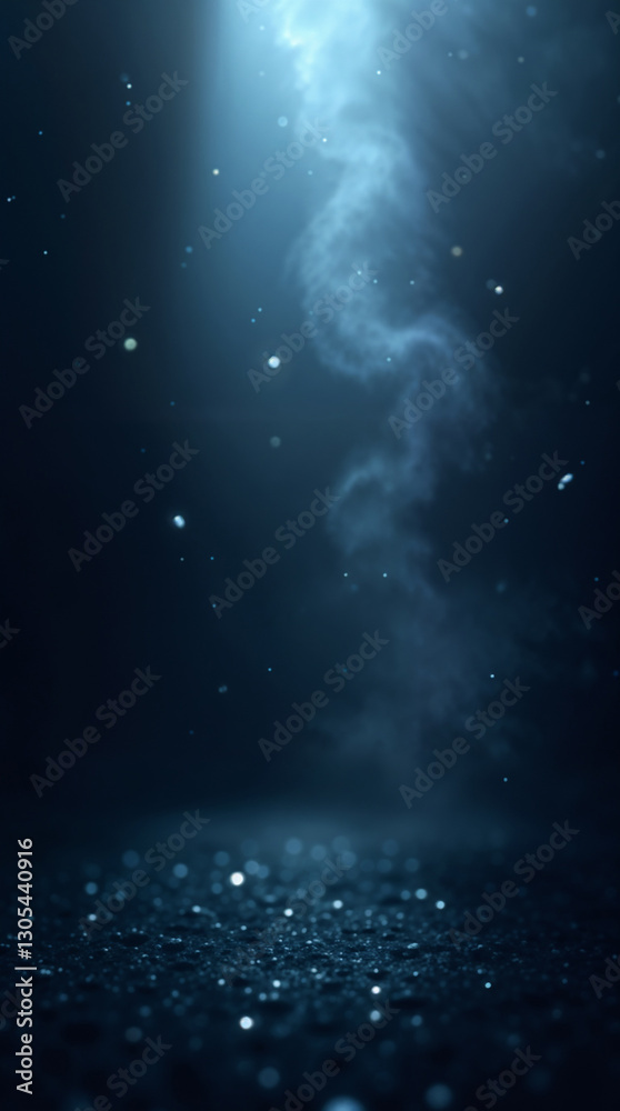Fototapeta premium Mystical Abstract Background With Blue Glow and Floating Particles Atmosphere