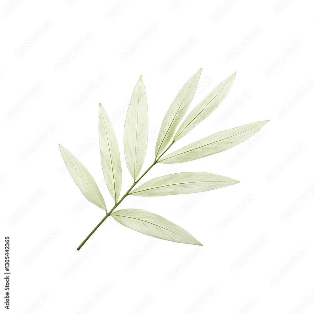 Fototapeta premium A beautiful delicate willow leaf with slender tapering edges and a pale green color isolated on a white background