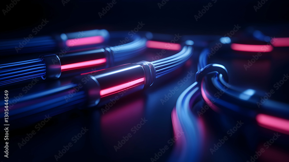 Dynamic image featuring illuminated cables in vibrant blue and red tones, showcasing a futuristic design that highlights the essence of modern technology and innovation. Dynamic image featuring illuminated cables in vibrant blue and red tones, showcasing a futuristic design that highlights the essence of modern technology and innovation.