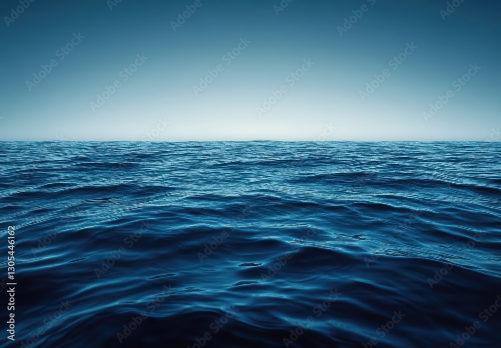 Fototapeta premium Tranquil Ocean Surface with Gentle Waves Under Clear Blue Sky, Perfect for Serene Coastal Themes and Nature Photography Projects