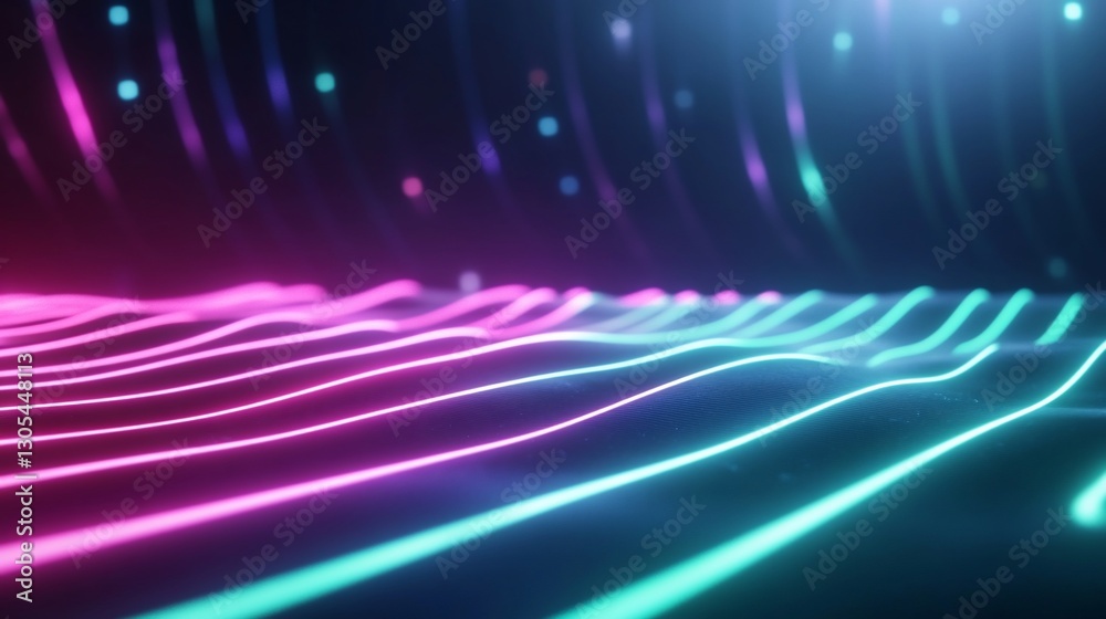 Neon wavy lines, digital abstract background Neon wavy lines, digital abstract background