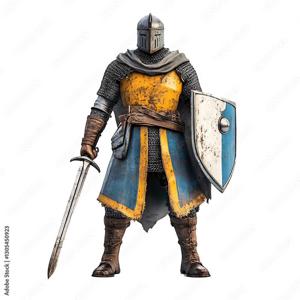 action figure with sword and shield 3D render action figure with sword and shield 3D render