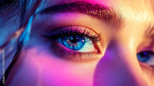 Close up of a woman's blue eyes
