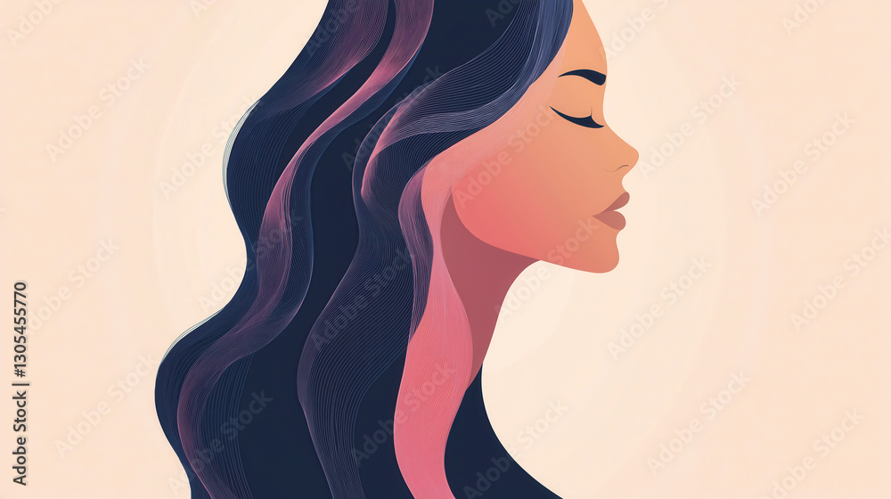 Minimalistic abstract illustration of a woman's silhouette Minimalistic abstract illustration of a woman's silhouette