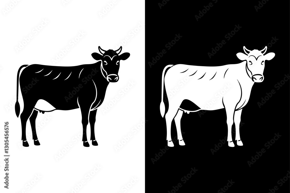 Fototapeta premium Cow icon vector on White Background ,Vector Art Illustration on white background.