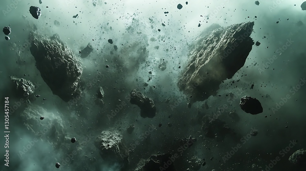 Fototapeta premium Asteroid Field Collision Debris Cloud