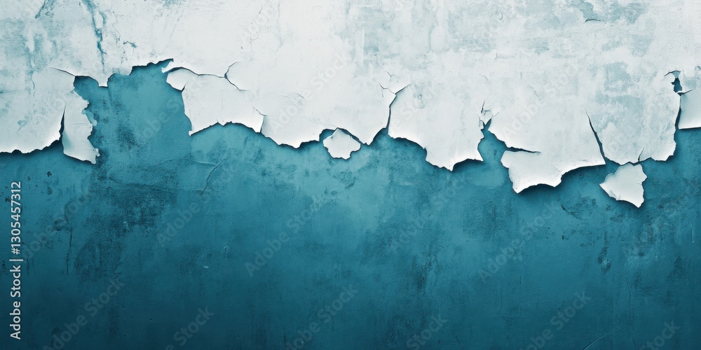 Obraz premium Flaking Paint Texture on Blue Grunge Concrete Background