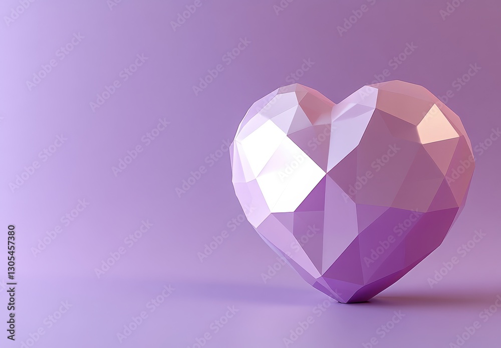 Vibrant Geometric Heart Sculpture in Soft Lavender Hue with Reflected Light and Smooth Surface Perfect for Modern Design and Artistic Themes Vibrant Geometric Heart Sculpture in Soft Lavender Hue with Reflected Light and Smooth Surface Perfect for Modern Design and Artistic Themes