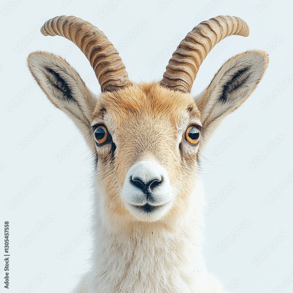 Obraz premium Close-Up Portrait of a Beautiful Antelope with Curved Horns