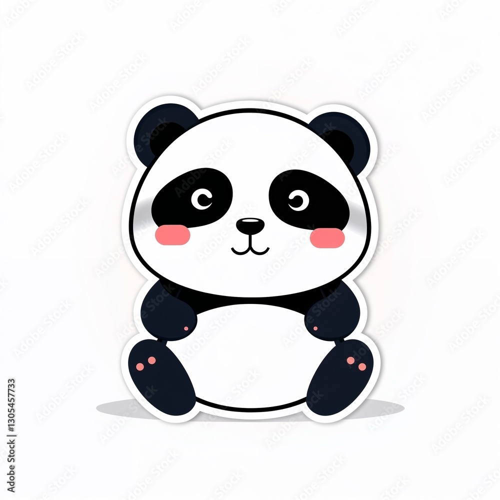 Naklejka premium Cute Panda Cartoon: An adorable cartoon illustration of a panda bear with charming expression, perfect for various design projects.